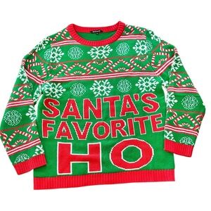 #Followme Ugly Funny Christmas Sweater - Santa’s Favorite Ho - Unisex Size XL